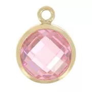 Pendentif 8.5x6.5 mm Oxyde de Zirconium Rose - Gold filled (Or laminé)  x1