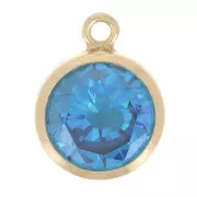 Pendentif 8.5x6.5 mm Oxyde de Zirconium - Aqua Blue Gold filled (Or laminé)  x1