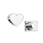 Poussoir / Perle pour cordon 4 mm en Argent 925 - Coeur x1