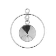 Pendentif rond 24 mm porte cabochon PureCrystal 1122 12 mm - Argent 925 x1|raw }}