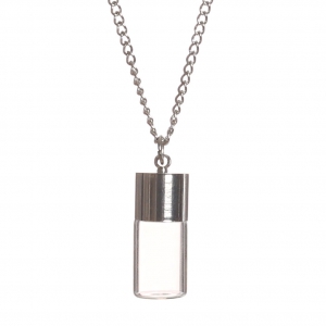 Collier argenté avec pendentif en verre à garnir 25x10 mm - Bouteille x1
