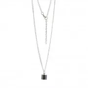 Collier argenté avec pendentif en verre à garnir 25x10 mm - Bouteille x1