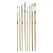 Set de 8 pinceaux soies Pébéo ronds et plats - Beau Blanc