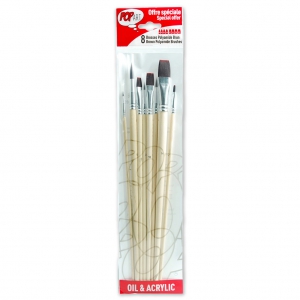 Set de 8 pinceaux polyamide Pébéo ronds et plats - Pop Art - Brun