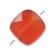 Perle facettée carrée 6 mm pierre gemme Cornaline x1