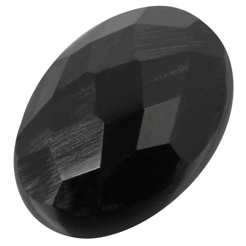 Cabochon ovale facetté 14x10 mm Black Onyx