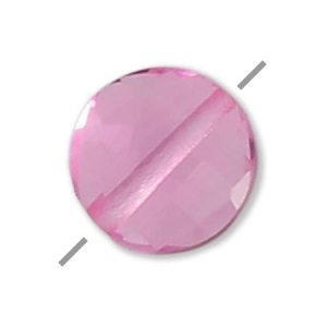 Perle ronde facettée - palet 6 mm imitation gemme - Hydro Tourmaline Rose x1