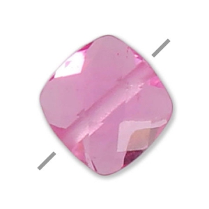 Perle carrée facettée carré 6 mm imitation gemme - Hydro Tourmaline Rose x1