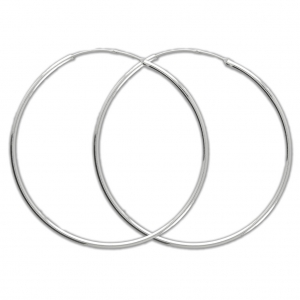 Créoles 40 mm - Fil 1.3 mm - Fabrication Européenne en Argent 925 x2