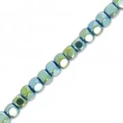 Mini perles cubes imitation hématite 2x2 mm Light Green Metallic x39 cm