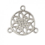 Mini intercalaire/Chandelier motif rosace 2 anneaux 9.5 mm argenté x1
