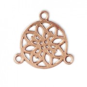 Mini intercalaire/Chandelier motif rosace 3 anneaux 9.5 mm doré rose x1|raw }}