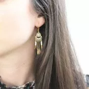 Mini intercalaire/Chandelier motif rosace 3 anneaux 9.5 mm doré rose x1