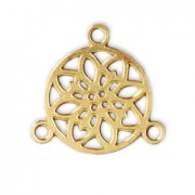 Mini intercalaire/Chandelier motif rosace 2 anneaux 9.5 mm Doré à l'or fin x1