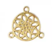 Mini intercalaire/Chandelier motif rosace 2 anneaux 9.5 mm Doré à l'or fin x1