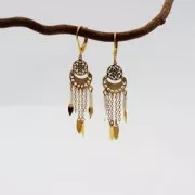 Mini intercalaire/Chandelier motif rosace 2 anneaux 9.5 mm Doré à l'or fin x1