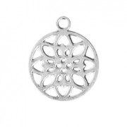 Mini pendentif rosace 9.5x8 mm Placage Argent fin x1|raw }}