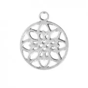 Mini pendentif rosace 9.5x8 mm Placage Argent fin x1