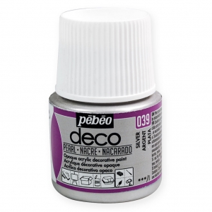 Peinture acrylique - Deco Nacré de Pébéo - Argent n°039 x 45ml