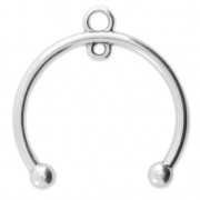 Intercalaire demi-lune 2 anneaux pour breloque ou pendentif 26X27 mm Placage Argent fin vieilli x1|raw }}