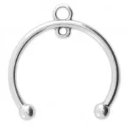 Intercalaire demi-lune 2 anneaux pour breloque ou pendentif 26X27 mm Placage Argent fin vieilli x1