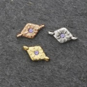 Intercalaire 2 anneaux losange pour cabochon PureCrystal 1028 1.8 mm Doré à l'or fin x1