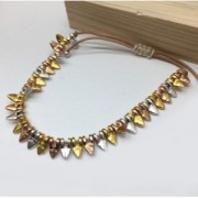 Perle en métal double passant dent ou pointe 7 mm Doré à l'or fin x1