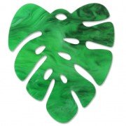 Pendentif Tropical Feuille de Philodendron 60x53 mm Vert foncé x1