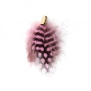 Plume avec embout 33 mm Rose/Noir pour la création de bijoux fantaisie x1