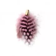 Plume avec embout 33 mm Rose/Noir pour la création de bijoux fantaisie x1