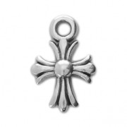 Breloque croix celte ou ethnique 12x8 mm Placage Argent fin vieilli x1