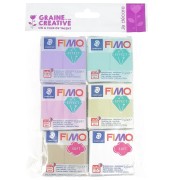 Kit 6 pains de pâtes polymères Fimo Soft et Effect de 57 gr - Couleurs Pastel Acidulés Bonbons|raw }}