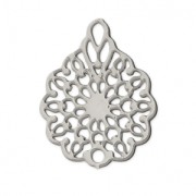 Pendentif ajouré teinté laser cut fleur 16x12 mm rhodié x1