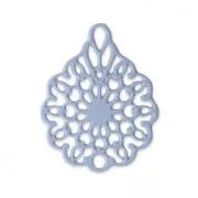 Pendentif ajouré teinté laser cut fleur 16x12 mm Baby Bleu x1
