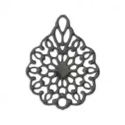 Pendentif ajouré teinté laser cut fleur 16x12 mm Noir x1