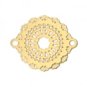 Intercalaire 2 anneaux teinté laser cut rosace 21x18 mm doré x1