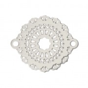 Intercalaire 2 anneaux teinté laser cut rosace 21x18 mm rhodié x1|raw }}