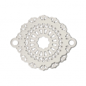 Intercalaire 2 anneaux teinté laser cut rosace 21x18 mm rhodié x1