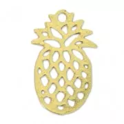 Breloque teintée ajourée laser cut ananas 15x9 mm doré x1