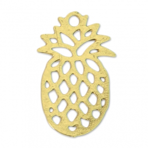 Breloque teintée ajourée laser cut ananas 15x9 mm doré x1