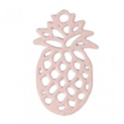 Breloque teintée ajourée laser cut ananas 15x9 mm Light Rose x1