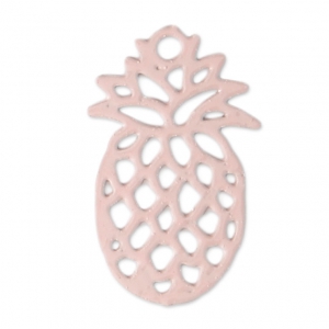 Breloque teintée ajourée laser cut ananas 15x9 mm Light Rose x1