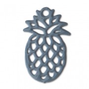 Breloque teintée ajourée laser cut Ananas 15x9 mm Gris Pétrole x1|raw }}