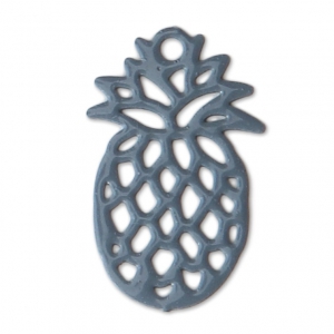 Breloque teintée ajourée laser cut Ananas 15x9 mm Gris Pétrole x1