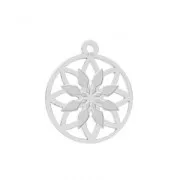Breloque ronde ajouré Rosace 14 mm en Argent 925 x1