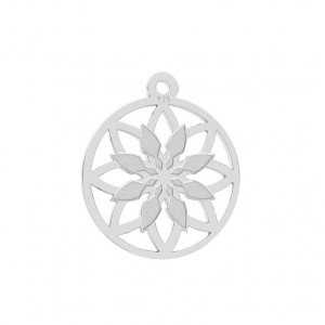 Breloque ronde ajouré Rosace 14 mm en Argent 925 x1