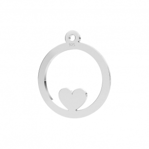 Breloque ronde ajouré Coeur 14 mm en Argent 925 x1