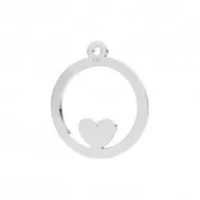 Breloque ronde ajouré Coeur 14 mm en Argent 925 x1