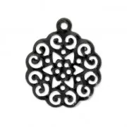 Pendentif léger rosace 18x15 mm Noir x1