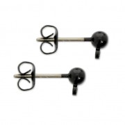 Clous d'oreilles tête boule avec anneau 3.5 mm Noir x2